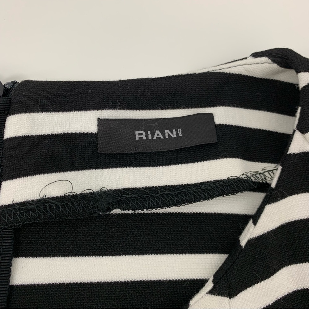 Riani Dress Striped Pockets Zip Green Blue Black Sz 10 Jersey Classic A-Line - Picture 7 of 11